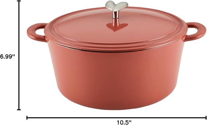Ayesha Curry Kitchenware Enameled Cast Iron Dutch Oven/Casserole Pot with Lid, 6 Quart, Redwood Red