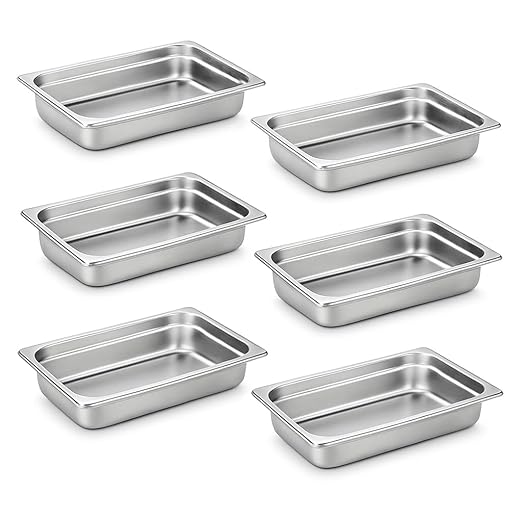 Aplancee Full Size Hotel Pans 4 Inch Deep Stainless Steel Food Pan - Anti-Jam 6 Pack Steam Table Pan Set for Catering, Buffet Use, Kitchen Prep