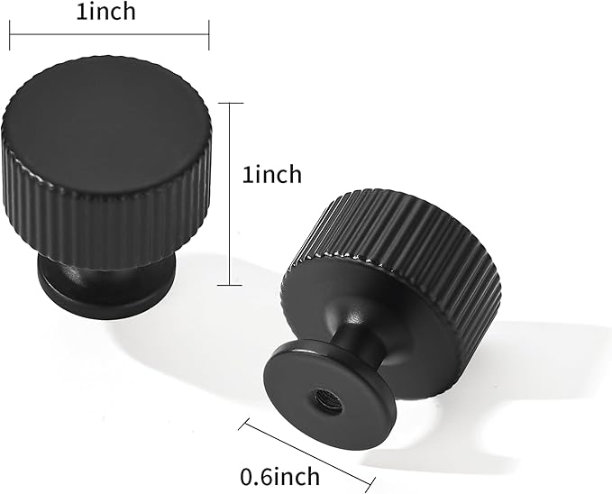 khtumeware 2 Pack Matte Black Cabinet Knobs Solid Heavy-Duty Bifold Closet Door Knobs Cabinet Hardware Handle for cabinets Dressers Pull for Bathroom Kitchens