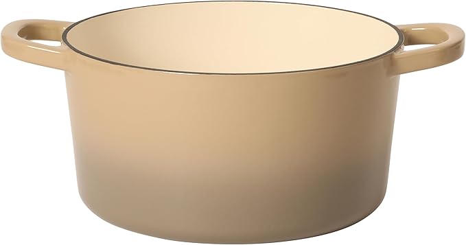 Crock Pot Artisan 7-Quart Round Cast Iron Dutch Oven Pot With Lid - Gradient Taupe