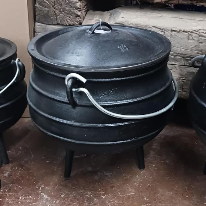 Lehman's Campfire Cooking Kettle Pot - Cast Iron Potje Dutch Oven with 3 Legs and Lid, 16 inch, 9 gallon