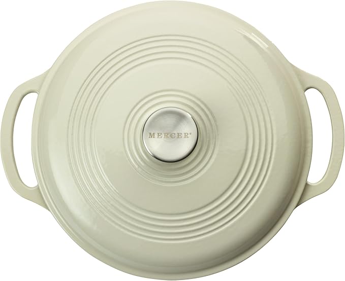 Mercer Culinary Enameled Cast Iron Round Dutch Oven, 6 qt., White