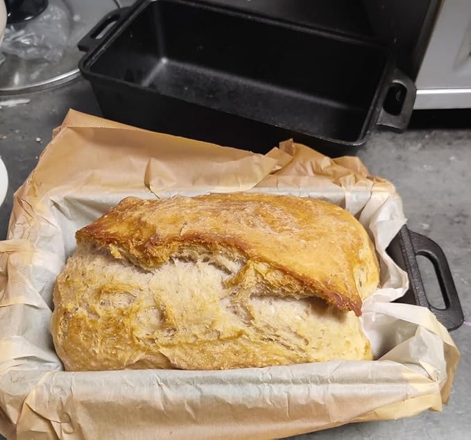 Voulosimi 2-In-1 Cast Iron Oven Pan - 9"x5" Durable Loaf Pans Rectangular Baking Pan set for home baking, 2 Piece Set -1.8 QT×2 Pcs (Stainless steel mats, Bread Pan 3 Set)