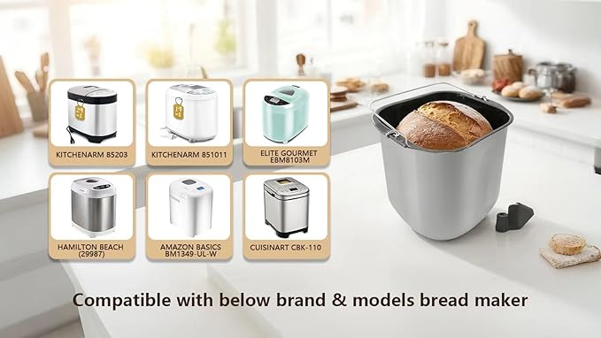 Bread Maker Pan Replacement with Kneading Paddle, Compatible with Cuisinart CBK-110NAS & CBK-110P1 2LB Vertical Bread Makers, Fits Elite Gourmet EBM8103M, Hamilton Beach 29987 & KitchenAid
