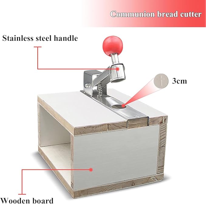 Communion Bread Maker, Stainless Steel Electric Bake Bread Machine with Cutter, Adjustable Upper/lower Cover Independent Temperature 50-300°C, Symbol Design, 360° Even Baking, for Communion Ceremony