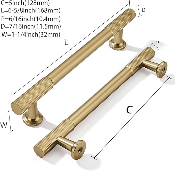 khtumeware 5 Inch Hole Center 20 Pack Champagne Bronze Heavy Duty Solid Satin Brass Cabinet Pulls, Kitchen Drawer Handles, for Dresser cabinets, cabinets