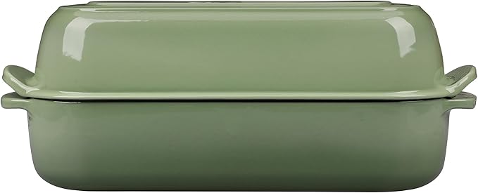 Enameled Cast Iron Loaf Pan with Lid, Bread pan, Dutch Oven Bread pan for Homemade Sourdough Bread Baking, 12.5x5.5 inch, 5qt, Pistachio Green