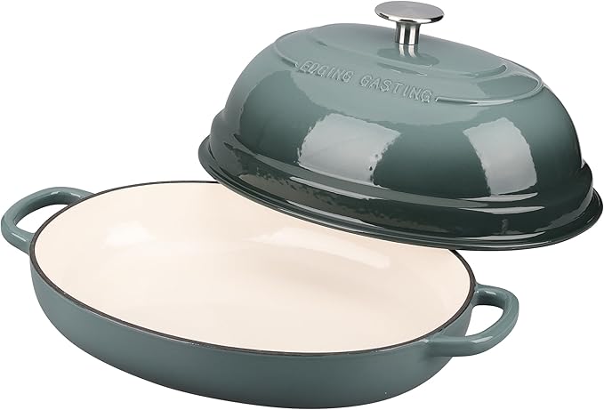 Enameled Oval Cast Iron Dutch Oven Pot with Lid, Bread Dutch Oven for Sourdough Bread Baking, Dutch Oven Bread, Bread Oven, 6QT, Slateblue