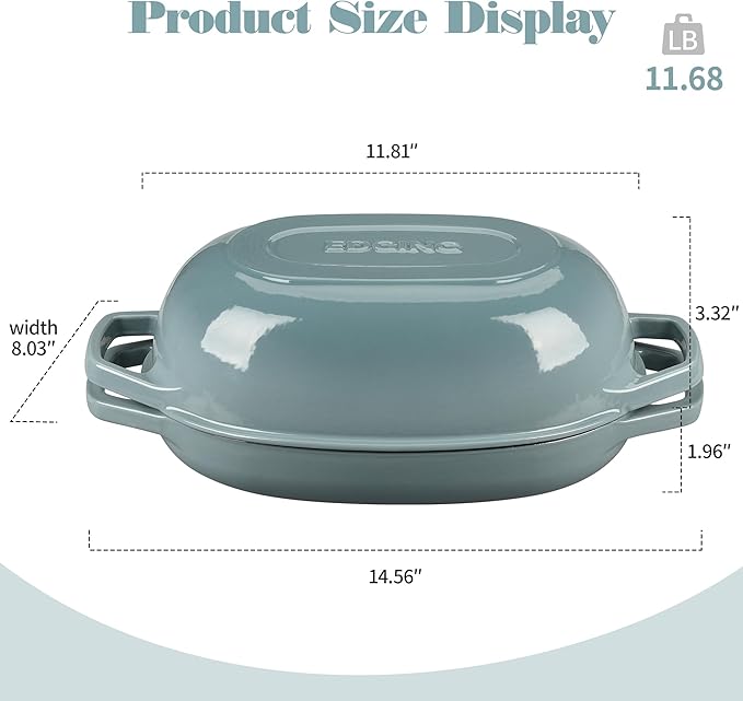 Enameled Cast Iron Oval Dutch Oven Pot with Lid, Dutch Oven for Sourdough Bread Baking, Bread Oven, Bread Dutch Oven, Oval Bread Pan, 5qt, Seasalt