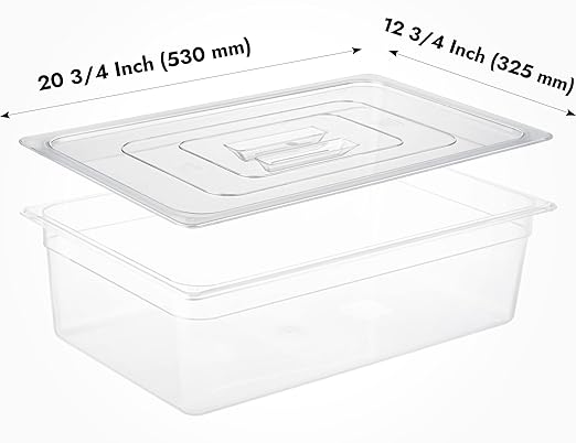 CURTA 6 Pack NSF Food Pan Cover, Full Size Clear Polycarbonate Lid with Handle for Commercial Food Pan, Dishwasher & Freezer Safe Plastic Clear