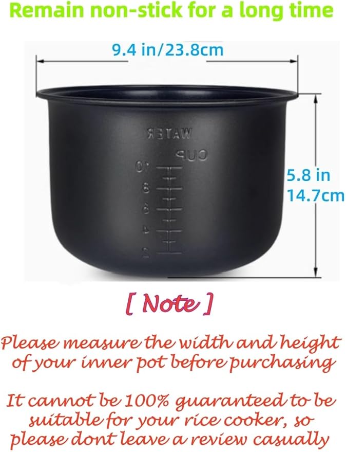 Ingpro Original Rice Cooker Inner Pot Non-Stick Inner Pot for Rice Cooker Replacement Pot, Original Manufacture Part (10 Cup/5L)