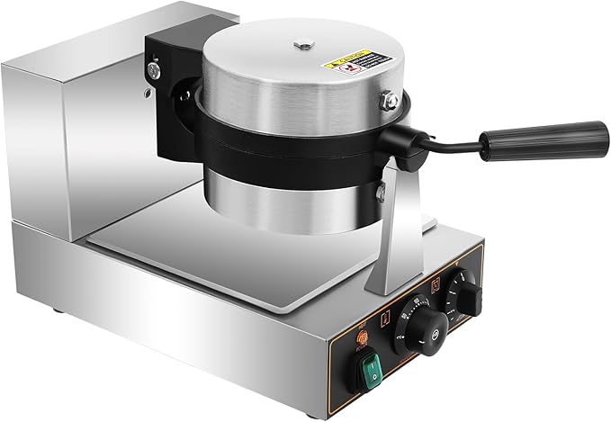 Commercial Electric Burger Maker Machine, 1.2KW Ice Cream Waffle Maker, Stainless Steel Press Baking Machine with Adjustable Temperature for Home Kitchens Breakfast Shops Schools