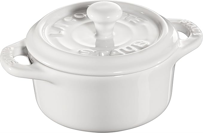 STAUB Ceramic Dutch Oven 3-piece Mini Round Cocotte, White