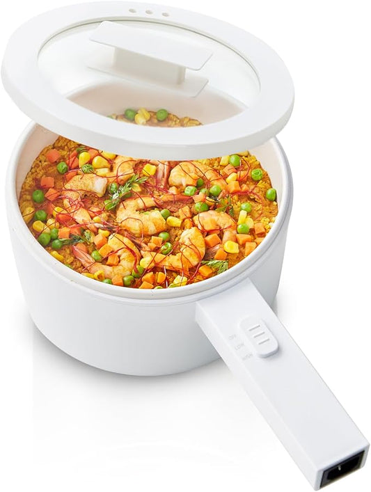 olakys. Electric Hot Pot,1.5L Mini Hot Pot, Ceramic Glaze Non-stick Portable Pot, Electric Pot for for Steak, Egg, Fried Rice, Oatmeal, Soup,Ramen with Dual Power Control, Electric Pot for Dorm
