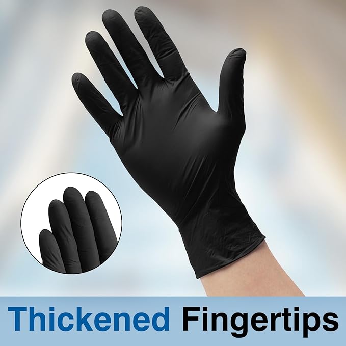 Fixwal Black Disposable Nitrile Gloves, 4 Mil, 120 Count, Cleaning Service Gloves, Latex Free, Powder Free, Disposable Gloves for Cooking, Cleaning
