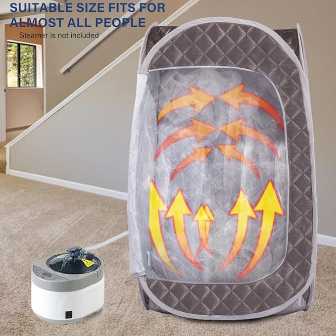 Smartmak Portable Steam Sauna Tent, Full Body Foldable One Person Spa Room for Detox Therapy Without Steamer (33.49 * 33.49 * 55.16in Darkgrey)