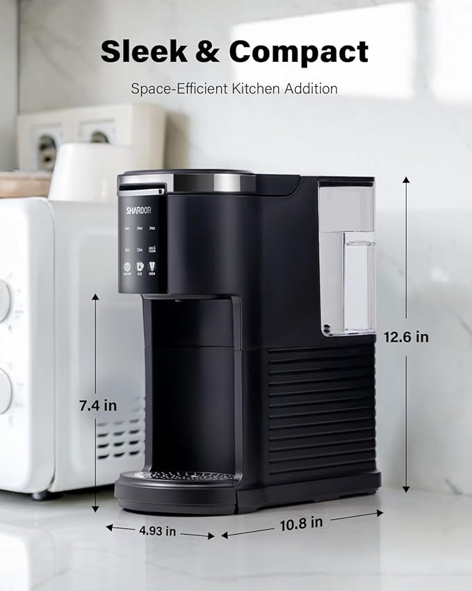SHARDOR 3 in 1 Single Serve Coffee Maker for K Cup & Ground Coffee & Teas, Pod Coffee machine, 6–14oz Brew Sizes, 40oz Detachable Water Reservoir, Descale Settings, Black