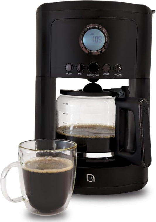 WILLOW Eco Series 12 Cup Drip Coffee Maker, 24 HR Programmable Coffee Maker with Glass Coffee Pot, Removable Filter Basket, Keep Warm Function & Auto Shut-off, Coffee Machine with Digital Display