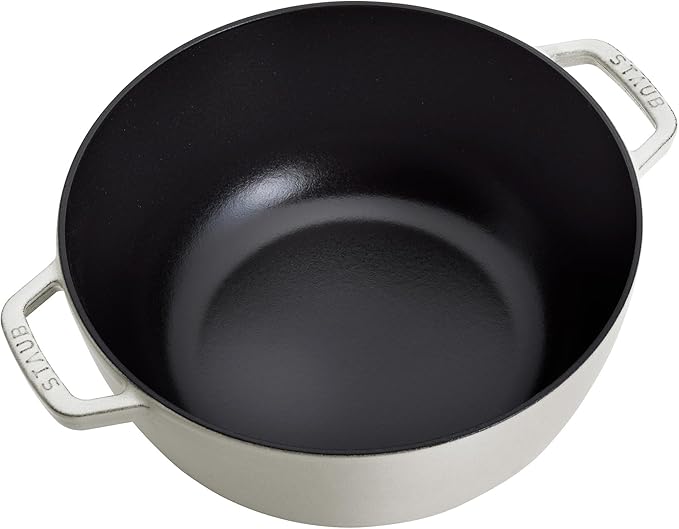 Staub Cast Iron Essential French Oven, Dutch Oven, 5-quart, serves 5-6, Made in France - White Truffle