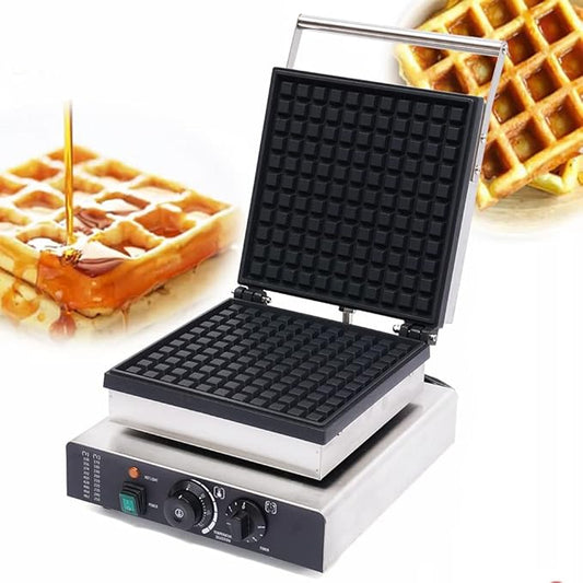 110V Commercial Electric Waffle Maker Non-Stick Waffle Baking Machine, Non-Stick Commercial Electric Waffle Maker, Electric Indoor Waffle Maker with Non-Stick Pan, Temperature Controlled Bread Toaster