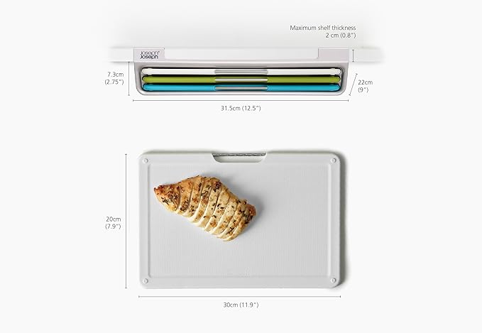 Joseph Joseph Folio Slim 3-piece Under-shelf Kitchen Cutting Board Set, Cupboard storage, fits shelves up to 0.8" thick, Regular (12.5" wide)
