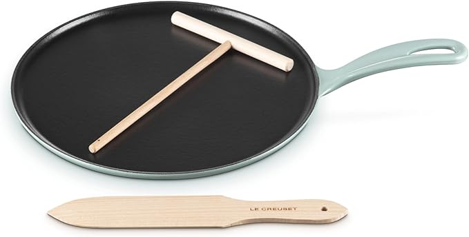 Le Creuset Enameled Cast Iron Traditional Round Crepe Pan, 10.25", Sea Salt