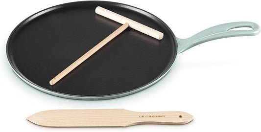 Le Creuset Enameled Cast Iron Traditional Round Crepe Pan, 10.25", Sea Salt