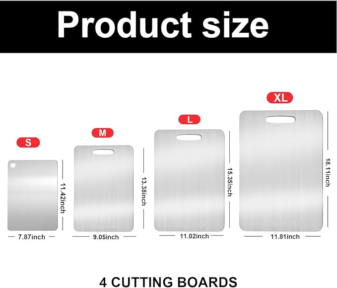 Tavano Titanium Cutting Board,Katuchef Titanium Cutting Board,Titanium Cutting Boards for Kitchen,Non toxic Doubld-Side Durable Chopping Boards, Easy to Clean and Store(2PCS-M+L)