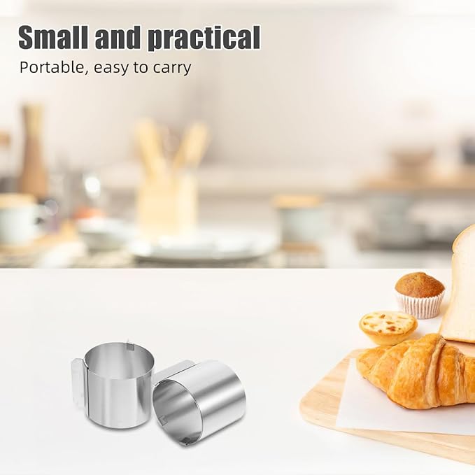 UPKOCH Stainless Steel Adjustable Cake Ring 2.36 Inch Round Mousse Cutter for Baking Pastries Desserts Non-Stick Dishwasher Safe