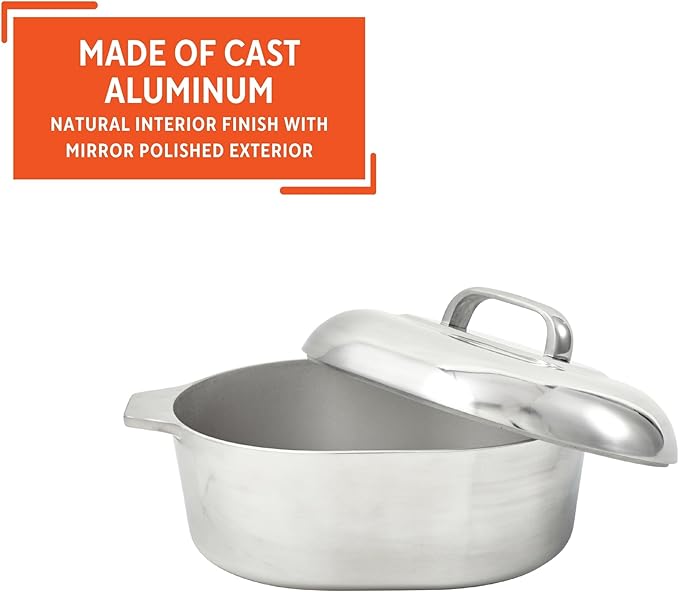 IMUSA USA Heavy Duty Cajun Oval Aluminum Roaster 15, Silver