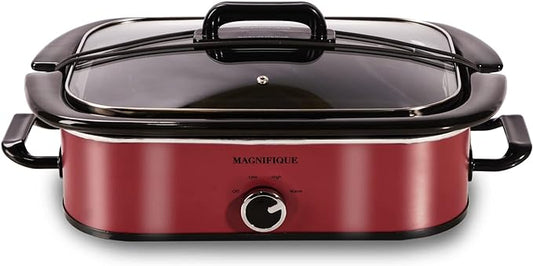4-Quart Slow Cooker with Casserole Manual Warm Setting - Perfect Kitchen Small Appliance for Family Dinners, Dishwasher Safe Crock, Red