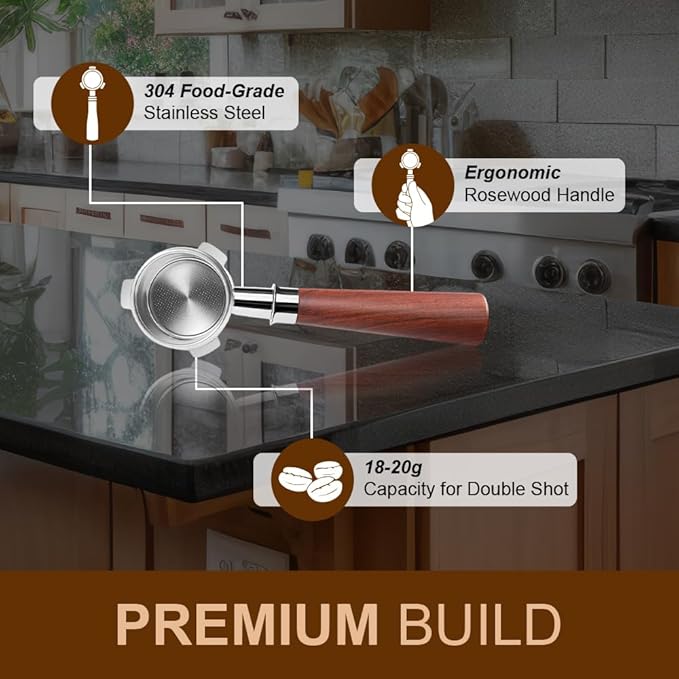 54mm Bottomless Portafilter for Breville Machines – Espresso Portafilter 54mm with 2 Puck Screens & WDT Tool, Coffee Maker Accessories for Barista-Quality Brewing