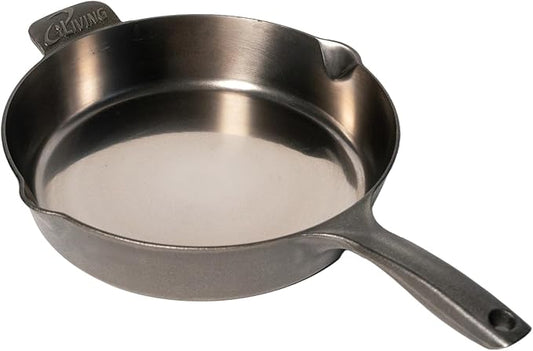 iLiving Un-seasoned Modern Heirloom Mirror Polished Cast Iron Skillet Pan 12" (2.7" Wall Height / 3.7 L), Silver