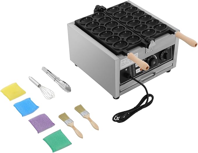 Commercial Waffle Making Machine, 110V Electric Egg-Shaped Waffle Making Machine, Stainless Steel Waffle Baking Machine, Temperature & Time Adjustable