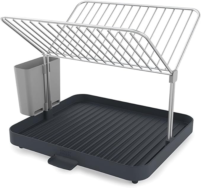 Joseph Joseph Y-Rack Dish Rack and Drain Board Set with Cutlery Organizer Drainer Drying Tray, Large, Gray