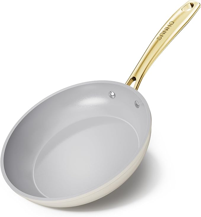 Sanho 8 Inch Nonstick Frying Pan, Diamond-Titanium Ceramic Coating PFAS/PFOA Free, Oven & Dishwasher Safe Skillet, Induction Compatible with Cool Touch PVD Handle