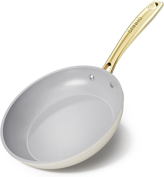 Sanho 8 Inch Nonstick Frying Pan, Diamond-Titanium Ceramic Coating PFAS/PFOA Free, Oven & Dishwasher Safe Skillet, Induction Compatible with Cool Touch PVD Handle