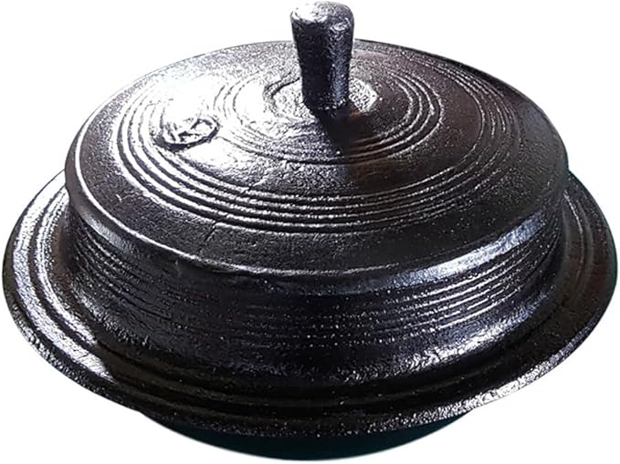 Handmade Korean traditional thick cast iron pot Rice Gamasot Ceramic Cauldron for various dishes 6.3" (16cm) Made in Korea for 2 People