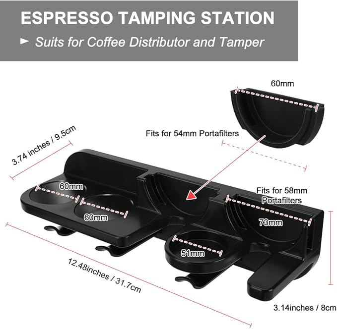 Espresso Tamper Holder Station Laelr Wall Mounted Coffee Station Organizer Coffee Distributor & Tamper 54mm/2.1'' Portafilter Storage Wall Shelf Espresso Accessories Organizer Rack for Bar Home Office