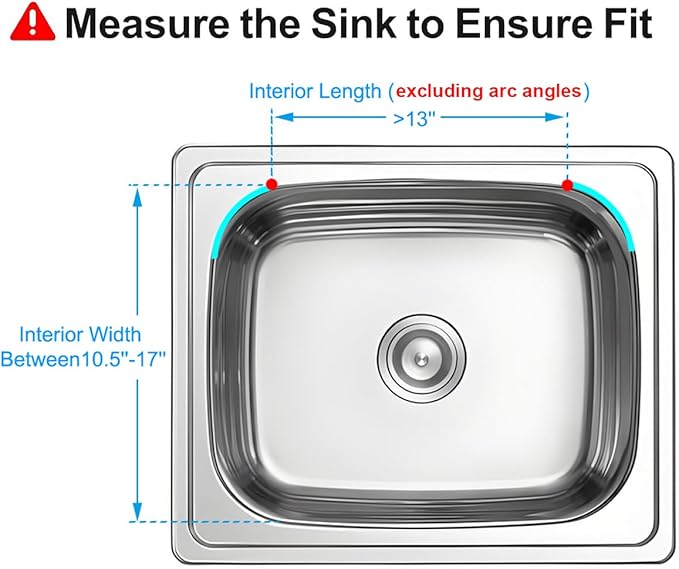 Orgneas Capacity Expandable Dish Drying Rack in Sink, Stainless Steel Rustproof Over Sink Dish Drainer Rack with Utensil Holder for RV Kitchen Counter, Fit for Interior Width 10.5''~17'' Sinks