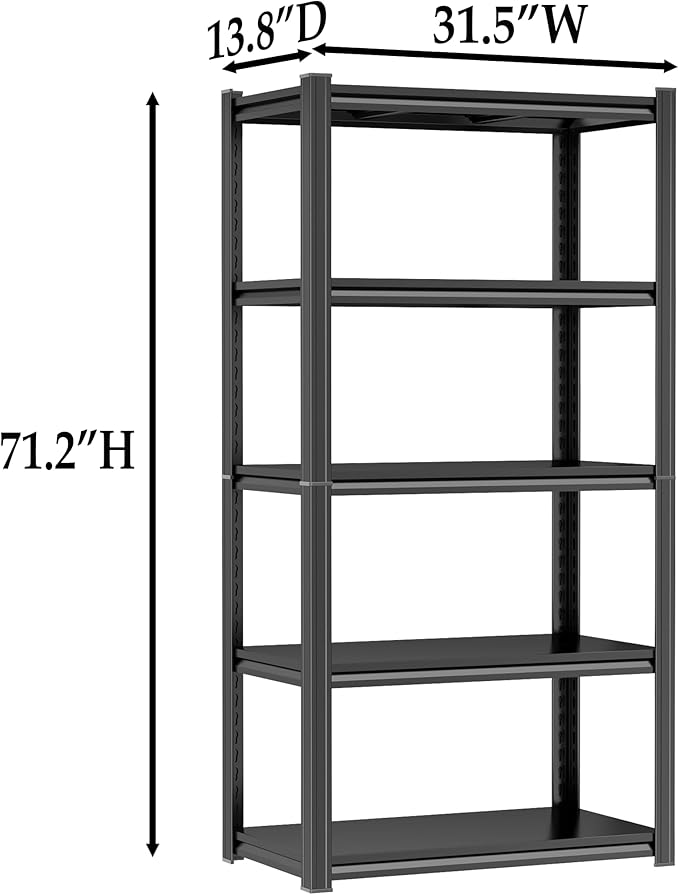 Kitchen Shelves Pantry Organizers and Storage, Adjustable Metal Shelving Unit, Kitchen Essentials Microwave Stand, Corner Shelf, Home Organization (31.5" W × 13.8" D × 71.2" H, 5)