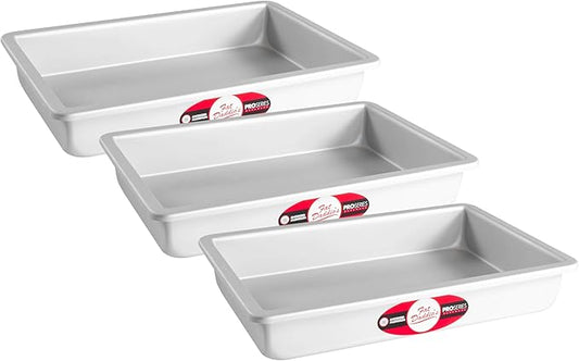 Fat Daddio's POB-7112 Sheet Cake Pan, 7 x 11 x 2 Inch, Silver (Pack of 3)