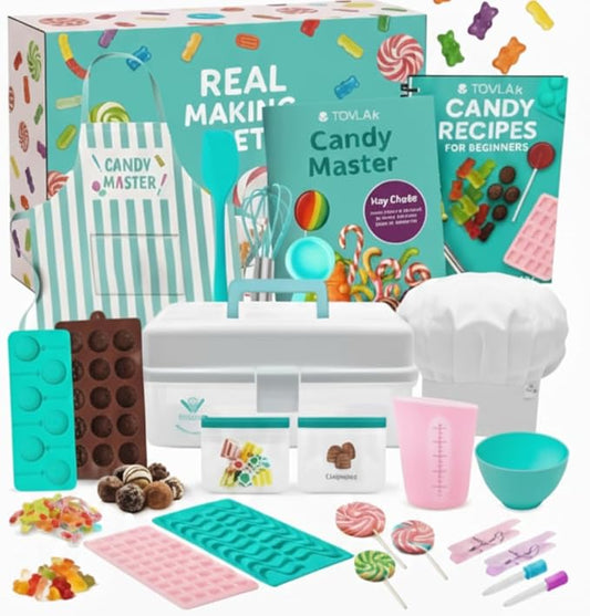 Tovla Jr Ultimate Real Candy Science Lab for Kids | Hands on STEM Experiment Kit with Real Candy Making Tools and Step by Step Visual Guides | Ages 6 to 12 | Gummies, Chocolates and More