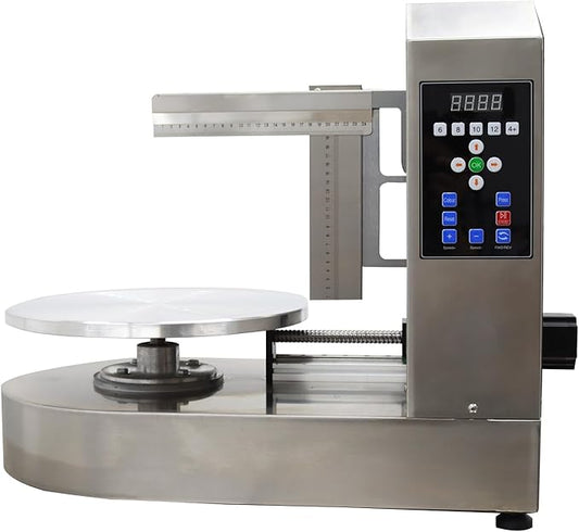 INTSUPERMAI Fully Automatic Cake Cream Spreading Coating Smearing Machine Stainless Steel Cake Decorating Machines Baking Tools Birthday Cake Cream Spreading Machine Suitable for 4-12inch Cake 110V