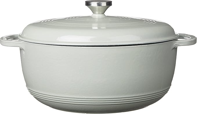 Lodge 7.5 Quart Enameled Cast Iron Dutch Oven with Lid – Dual Handles – Oven Safe up to 500° F or on Stovetop - Use to Marinate, Cook, Bake, Refrigerate and Serve – Desert Sage
