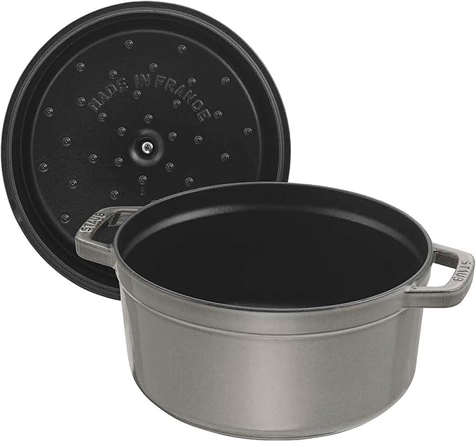 Staub Cast Iron 0.75-qt Round Cocotte - Graphite Grey, Made in France