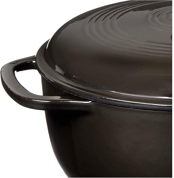 Lodge Essential Enamel Cast Iron Dutch Oven - Perfect for Bread Baking, Braising, Marinating & Slow Cooking - Features Moisture-Sealing Lid & Dual Handles - Kitchen Essentials - 6 Quarts - Midnight Chrome