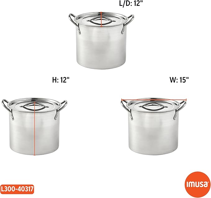 IMUSA USA Stainless Steel Stock Pot 20-Quart, Silver