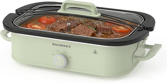 4-Quart Slow Cooker with Casserole Manual Warm Setting - Perfect Kitchen Small Appliance for Family Dinners, Dishwasher Safe Crock, Sage