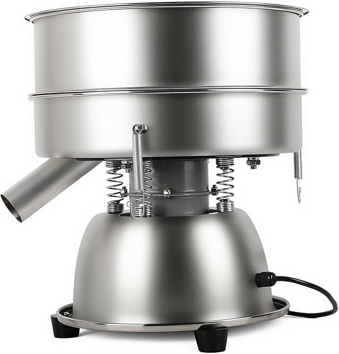 Automatic Electric Vibrating Sifter Machine, Sieve Shaker With 2 Screens (12 & 80 Mesh), for Flour, Rice, Mung Bean, Powder